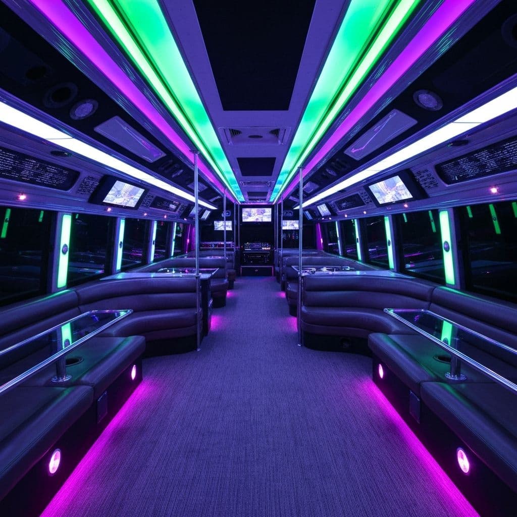 40-65 Passenger Mega Party Bus - Interior
